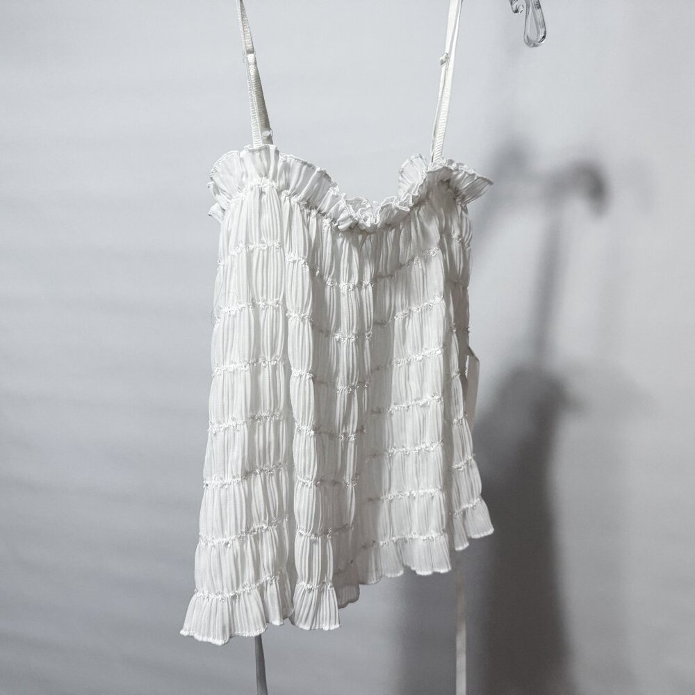 Threetimes Shirred Tank White One Size (Small)